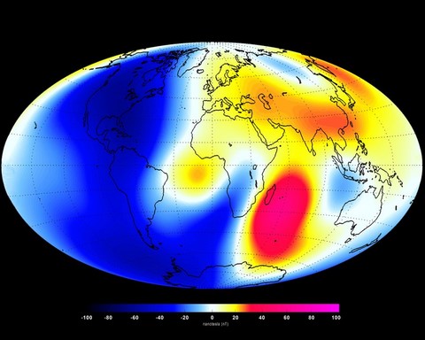 variation in intensity of the magnetic field between January and June 2014